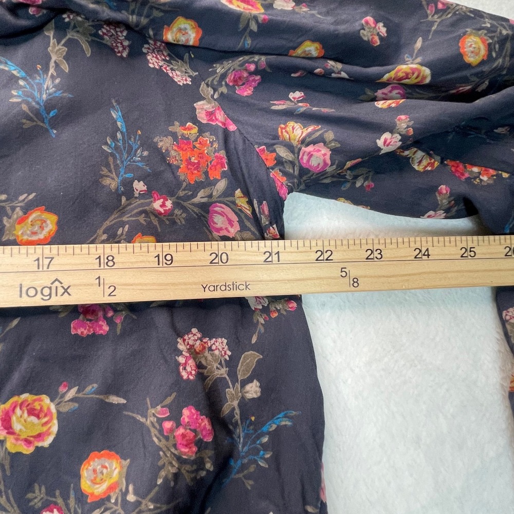 Lucky Brand Women L Top Prairie Boho Rodeo Floral Art Cottagecore Goblin Peasant - Picture 2 of 12